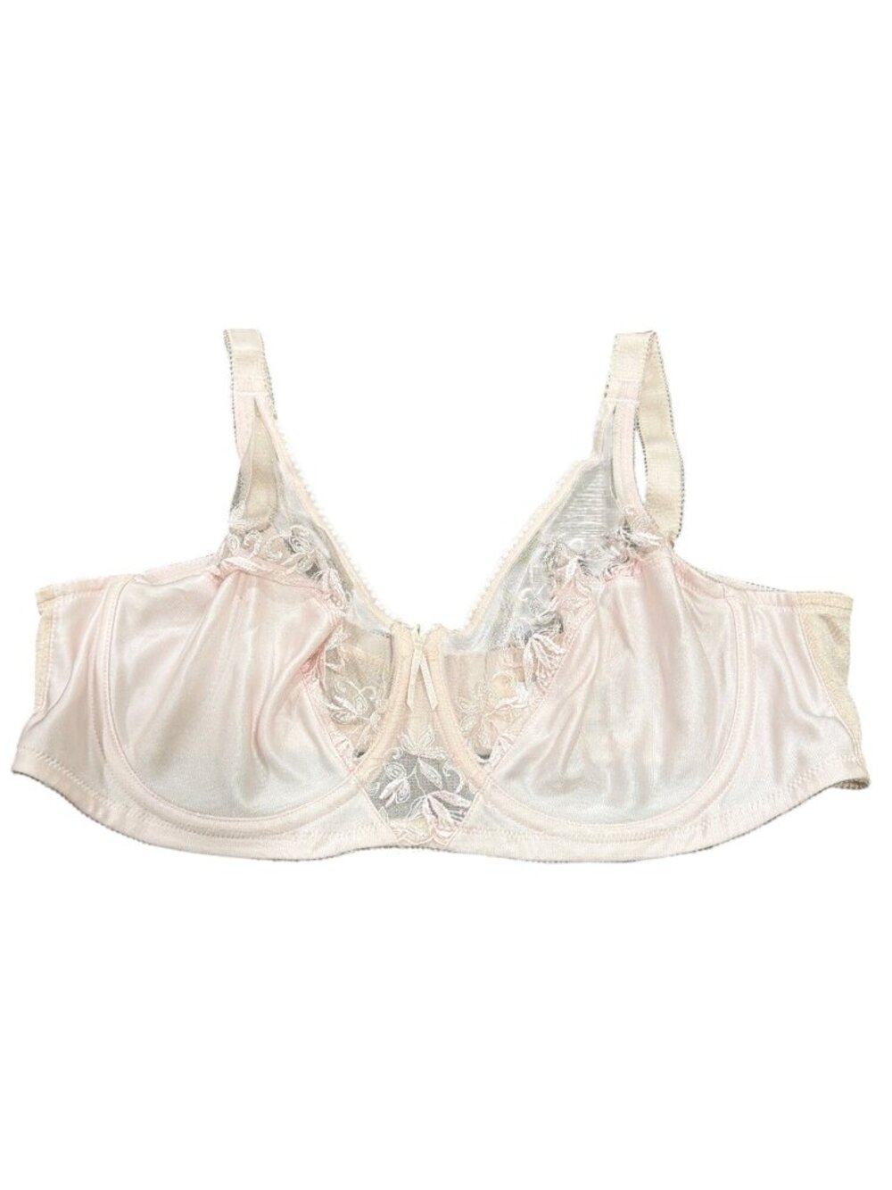 Wacoal 85173 Vintage Lace Full Coverage Bra 38D Light Pink Soft Satin